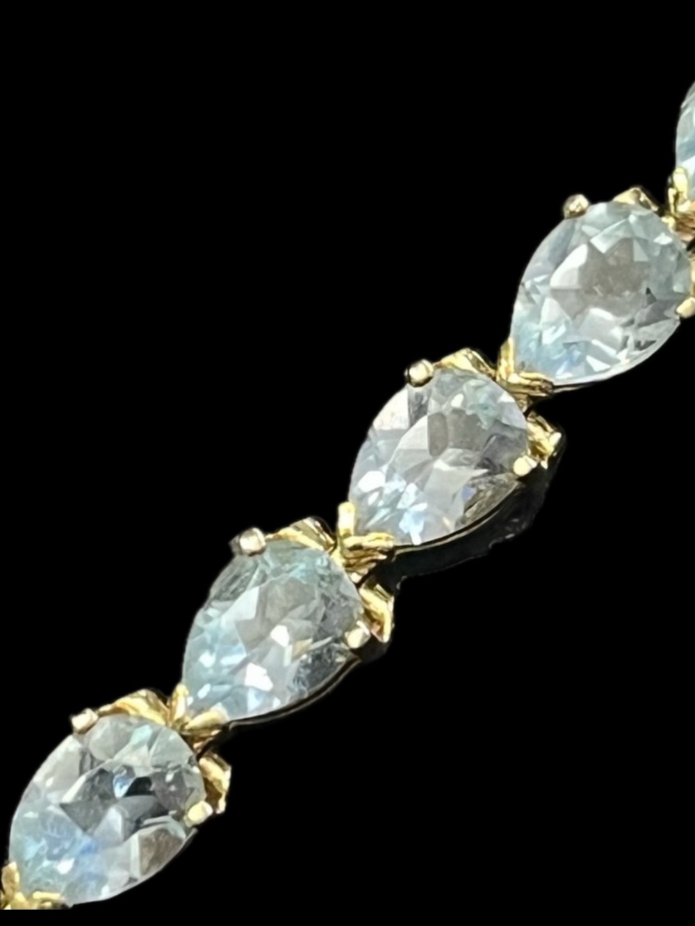 Suzanne Somers vintage real blue topaz pear cut tennis line bracelet gold HSN